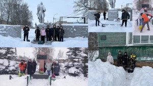 В рамках акции «Память поколений» ученики Центров образования №2,3,Глебовского очистили от снега территорию у обелисков и памятников